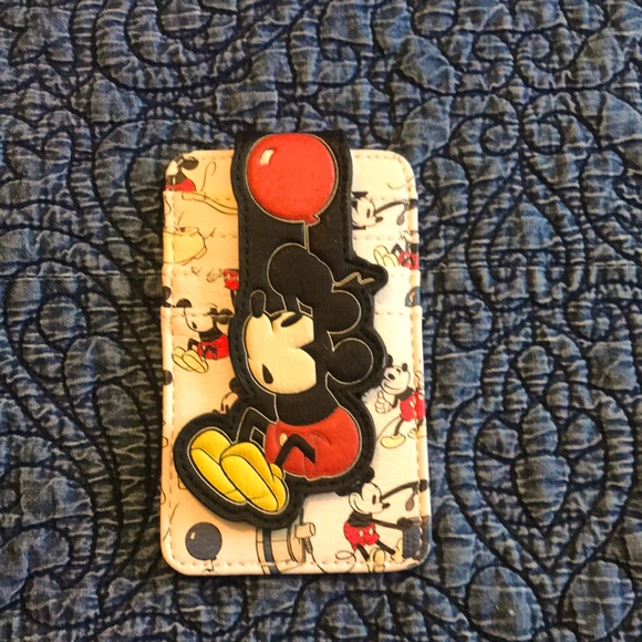 Loungefly Disney Mickey Mouse Balloon All Over Print Card Holder Wallet - Picture 1 of 3